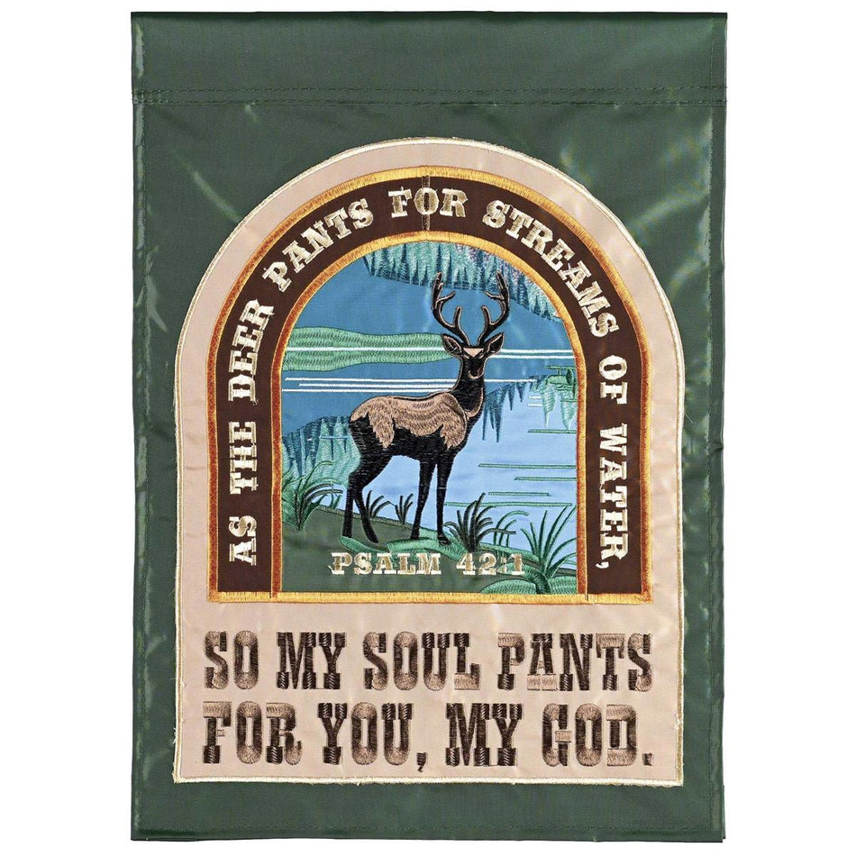 As The Deer Pants For Streams Psalm 42:1 18 x 13 Inch Green and Brown Polyester by Dicksons
