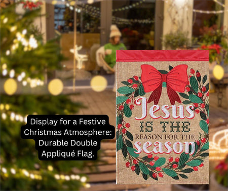 Double Sided Outdoor Christmas Garden Yard Flag 13 x 18 Inch Polyester Jesus by Dicksons, product view 3