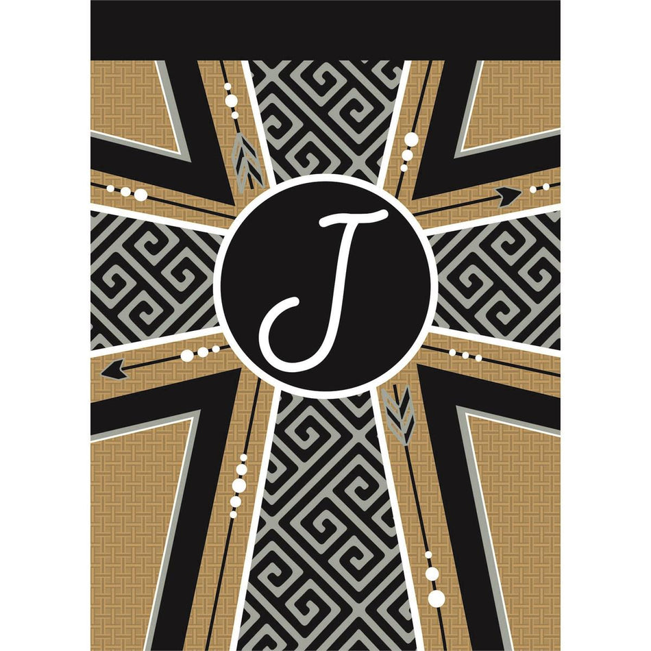 Flag Monogram-J Cross Burlap 13x18 by Dicksons