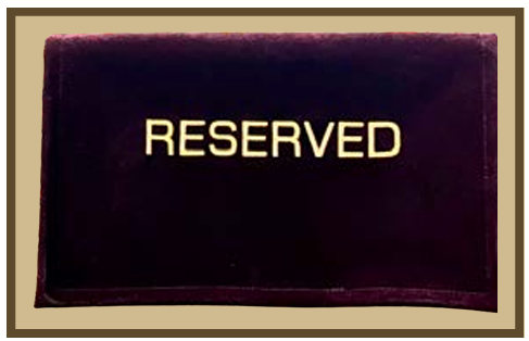 Velvet Reserved Pew Sign | Maroon Drape-Over Church Seating Marker | Gold Embroidered