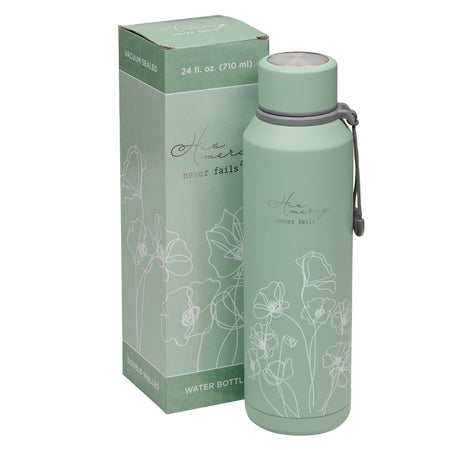 Mercy Hazy Teal Stainless Steel Water Bottle by Christian Art Gifts, product view 2