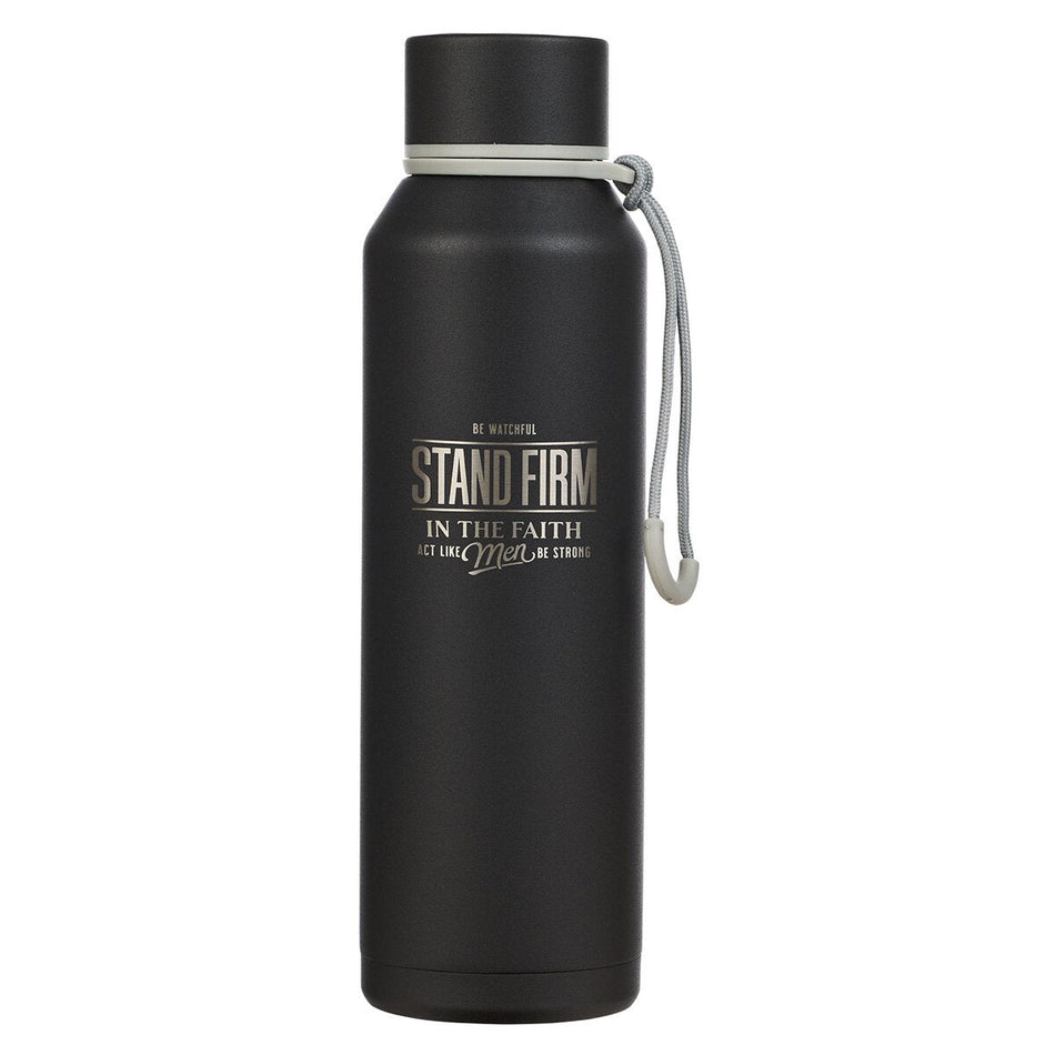 Stand Firm Black Stainless Steel Water Bottle - 1 Corinthians 16:13 by Christian Art Gifts