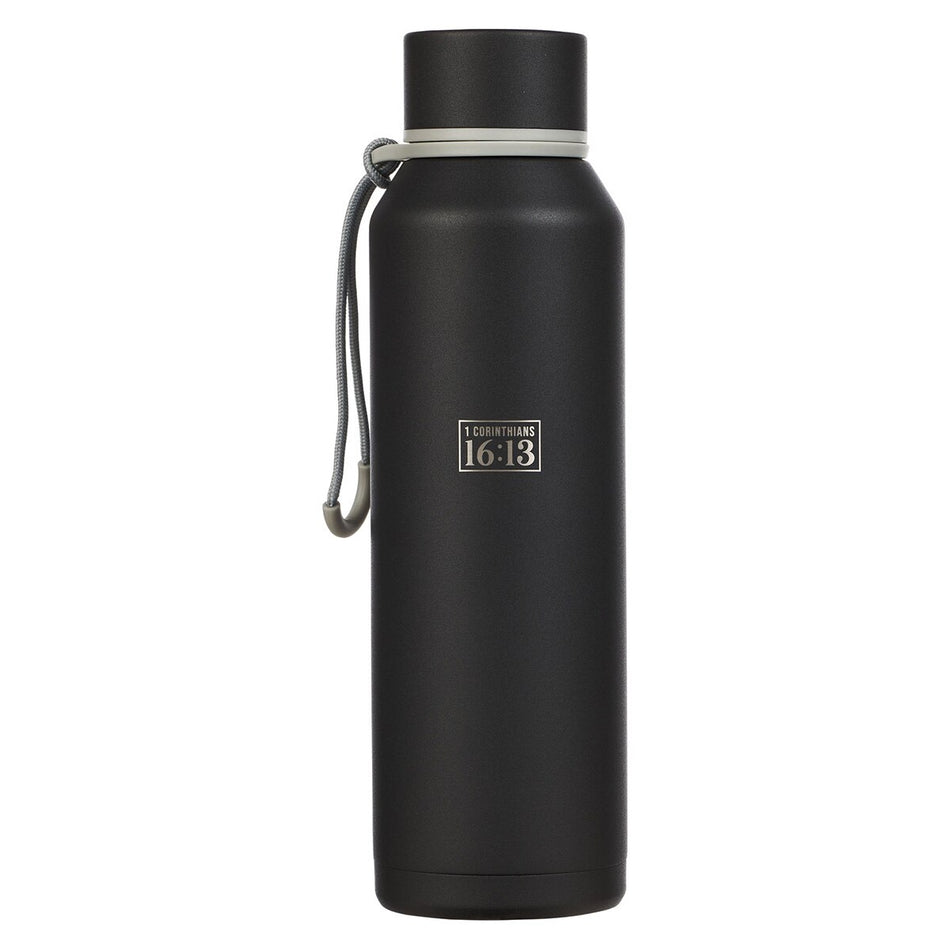 Stand Firm Black Stainless Steel Water Bottle - 1 Corinthians 16:13 by Christian Art Gifts, product view 2
