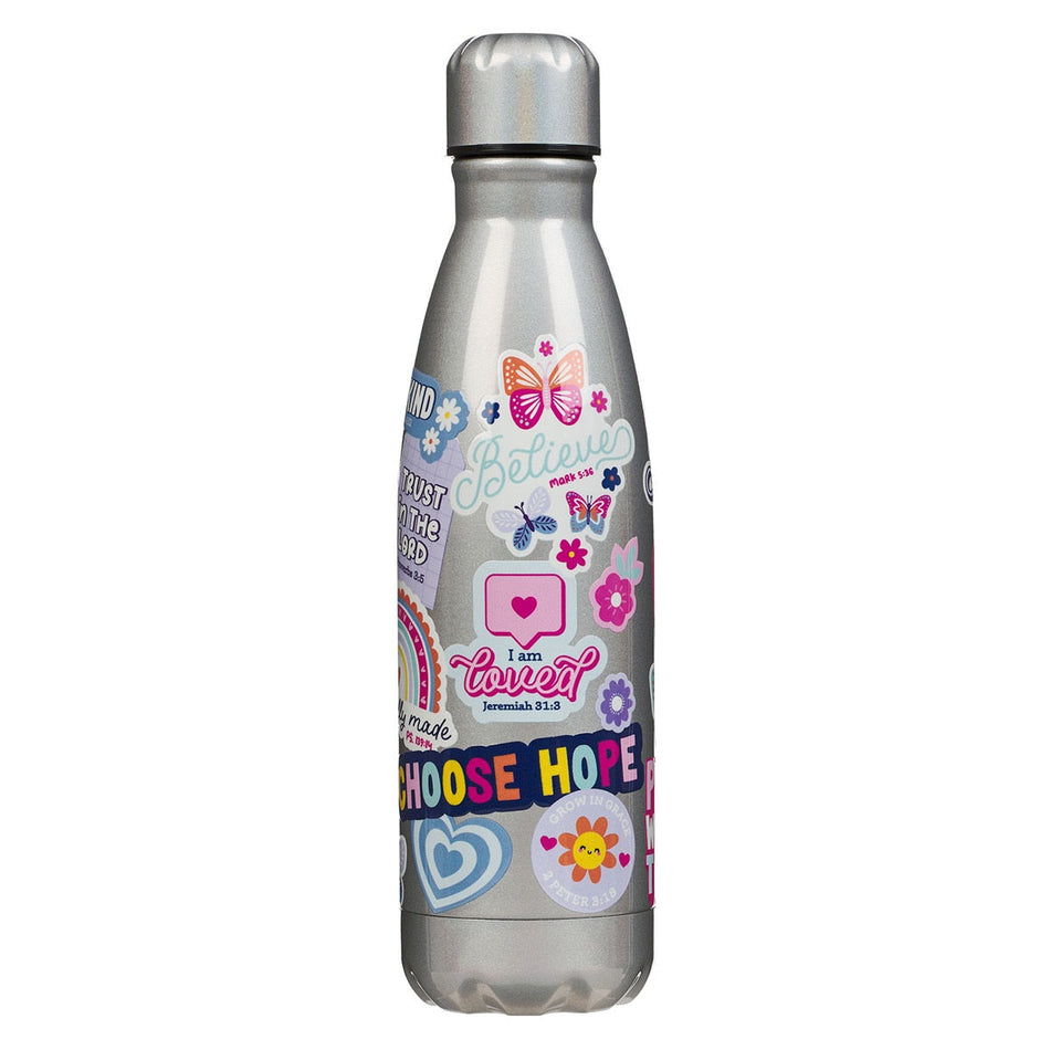 Shine for Jesus Silver Stainless Steel Water Bottle by Christian Art Gifts