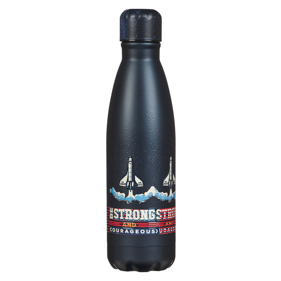 Be Strong and Courageous Blue Space Stainless Steel Water Bottle - Joshua 1:9 by Christian Art Gifts
