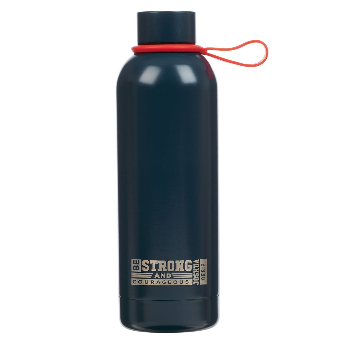 Strong and Courageous Blue Stainless Steel Water Bottle - Joshua 1:9 by Christian Art Gifts