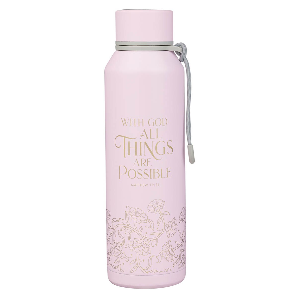 Things Are Possible Pink Stainless Steel Water Bottle - Matthew 19:26 by Christian Art Gifts