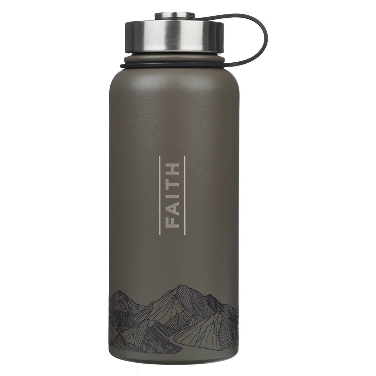 Faith Dusty Brown Stainless Steel Water Bottle - Matthew 17:20 by Christian Art Gifts