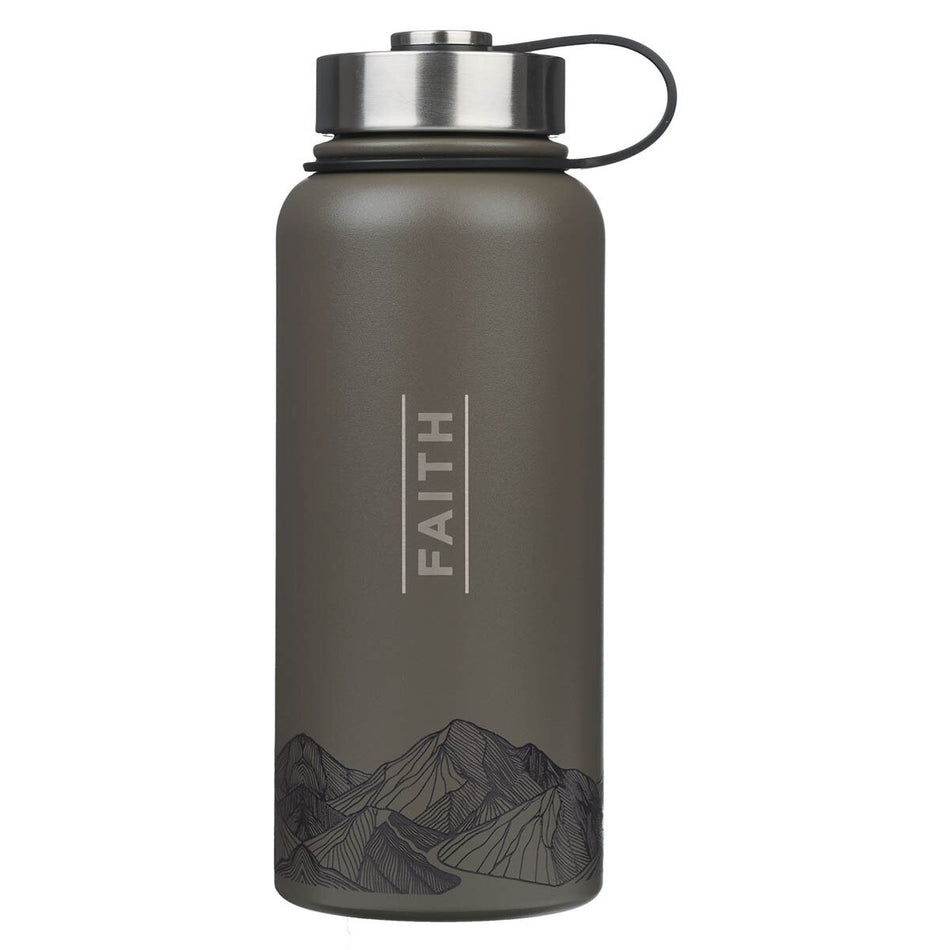 Faith Dusty Brown Stainless Steel Water Bottle - Matthew 17:20 by Christian Art Gifts