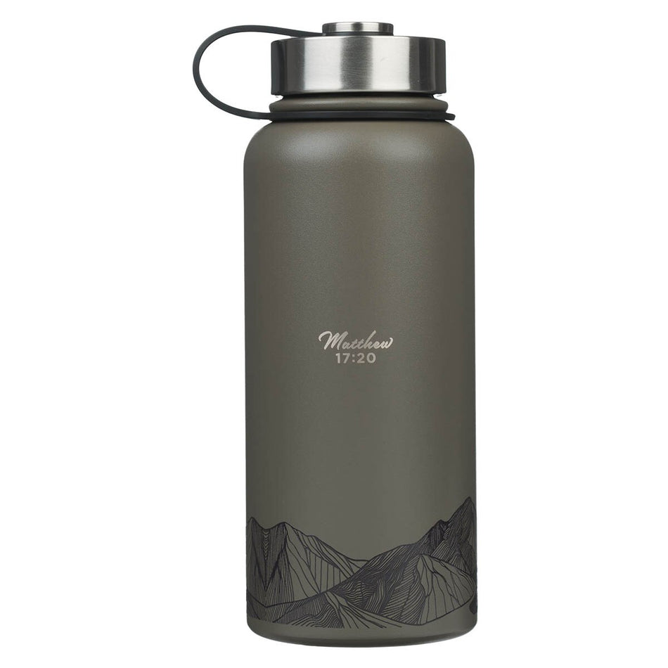Faith Dusty Brown Stainless Steel Water Bottle - Matthew 17:20 by Christian Art Gifts, product view 2