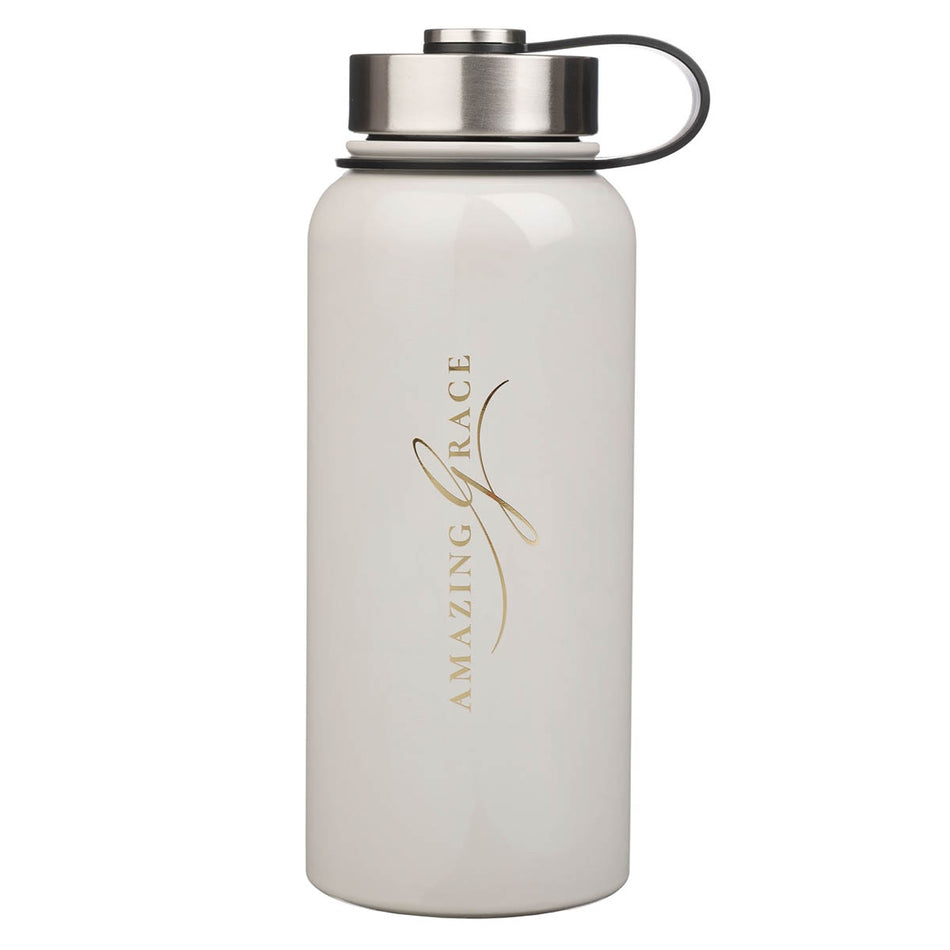 Amazing Grace White Crown of Thorns Stainless Steel Water Bottle by Christian Art Gifts