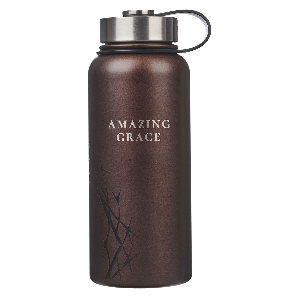 Amazing Grace Metallic Brown Crown of Thorns Stainless Steel Water Bottle by Christian Art Gifts