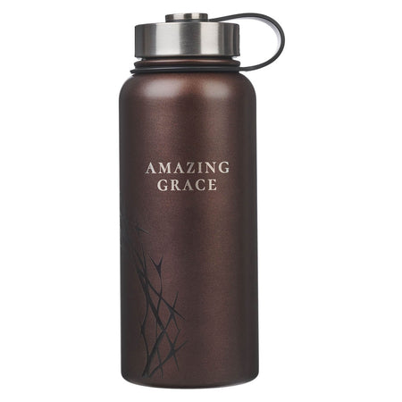 Amazing Grace Metallic Brown Crown of Thorns Stainless Steel Water Bottle by Christian Art Gifts