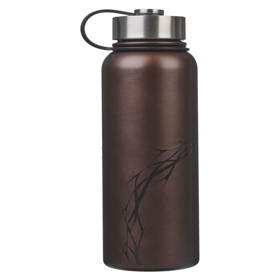 Amazing Grace Metallic Brown Crown of Thorns Stainless Steel Water Bottle by Christian Art Gifts, product view 2