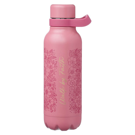 Walk by Faith Rose Floral Stainless Steel Water Bottle by Christian Art Gifts