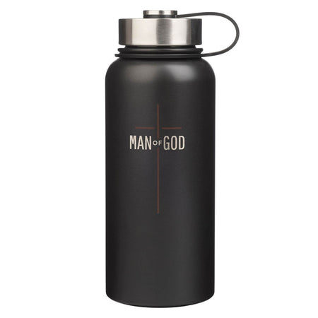 Man of God Matte Black Stainless Steel Water Bottle by Christian Art Gifts