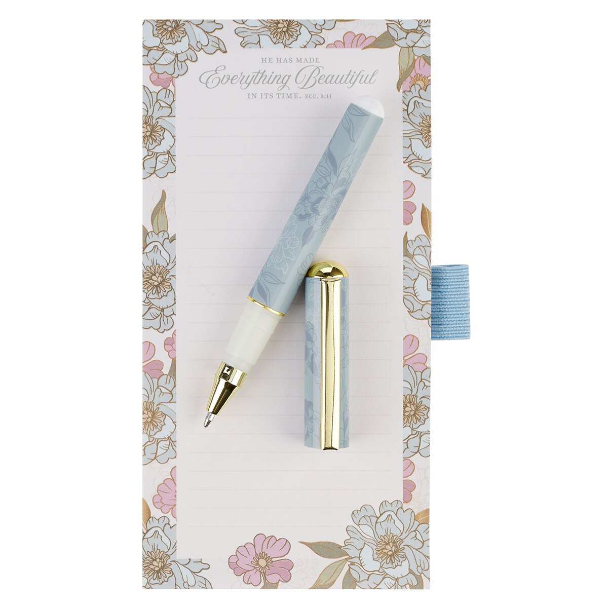 Everything Beautiful Whimsical Blooms Magnetic Notepad and Pen Gift Set - Ecclesiastes 3:11, product view 3