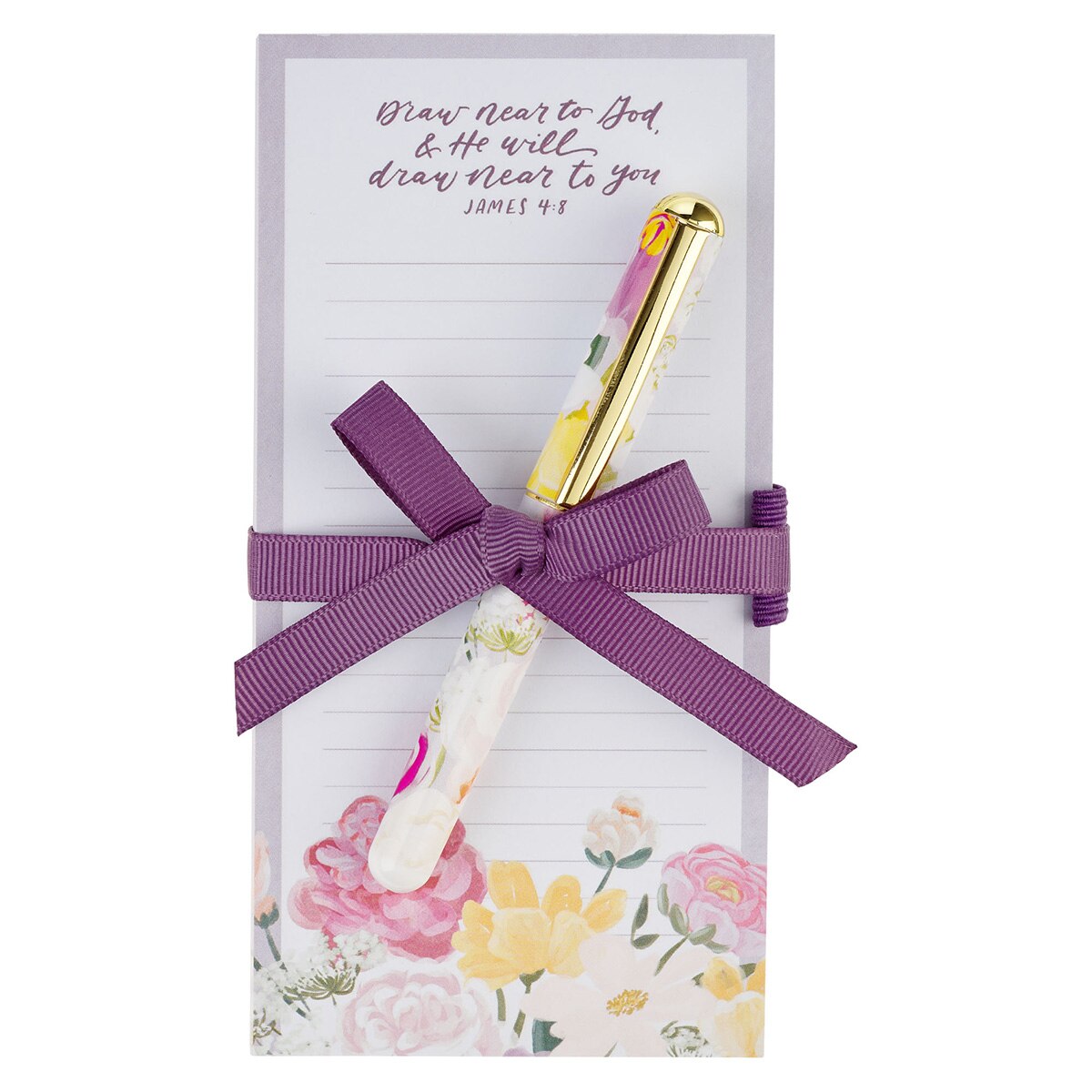 Draw Near to God Magnetic Notepad and Pen Gift Set James 4:8 by Christian Art Gifts