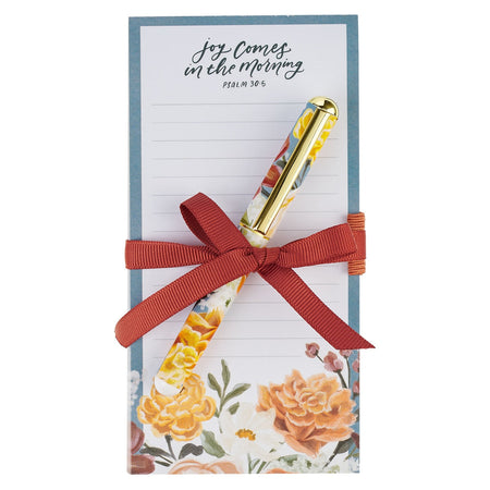 Joy Comes in the Morning Magnetic Notepad and Pen Gift Set - Psalm 30:5 by Christian Art Gifts
