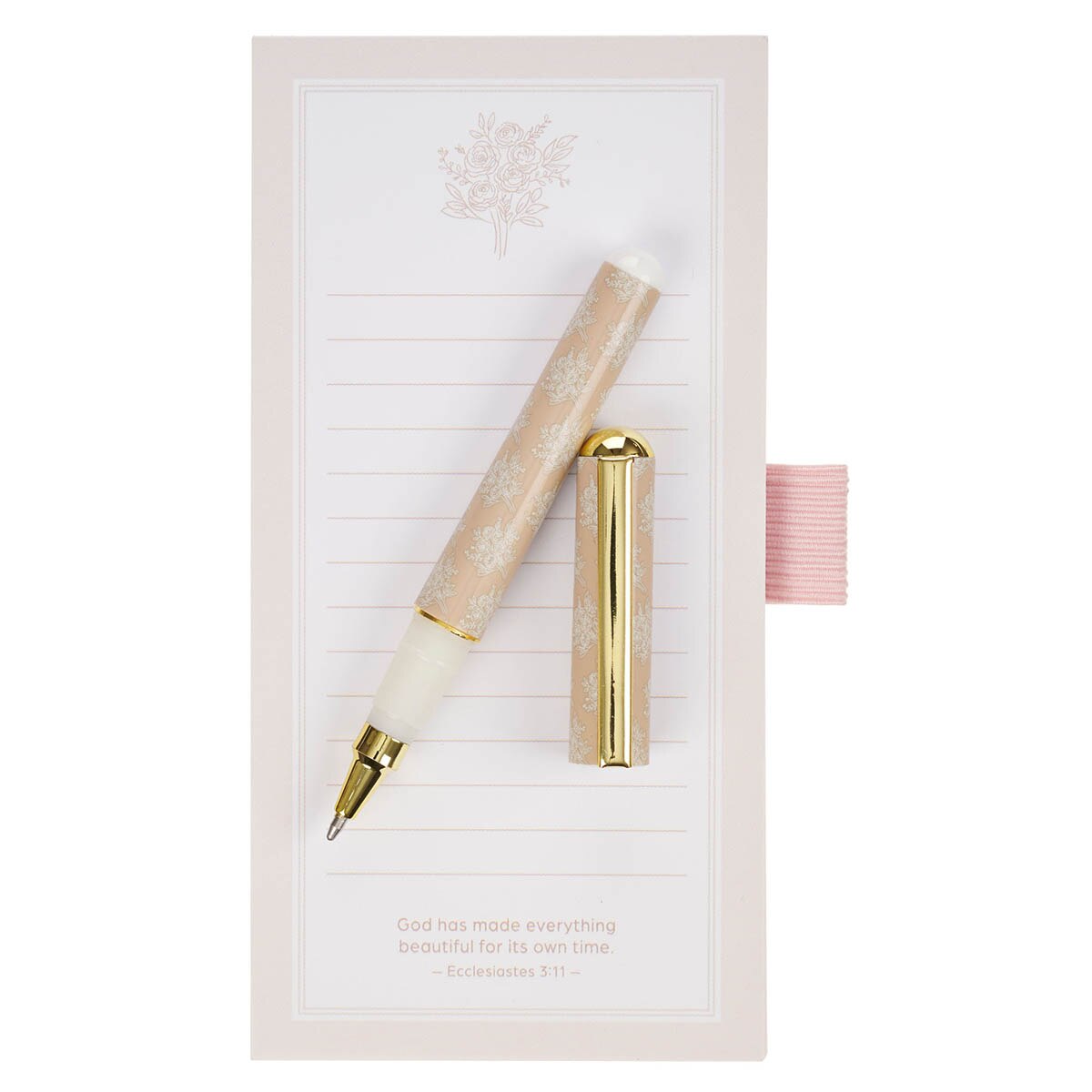 Everything Beautiful Blush Taupe Magnetic Notepad and Pen Gift Set - Ecclesiastes 3:11 by Christian Art Gifts, product view 3