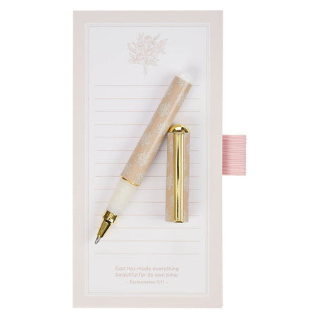 Everything Beautiful Blush Taupe Magnetic Notepad and Pen Gift Set - Ecclesiastes 3:11 by Christian Art Gifts, product view 3