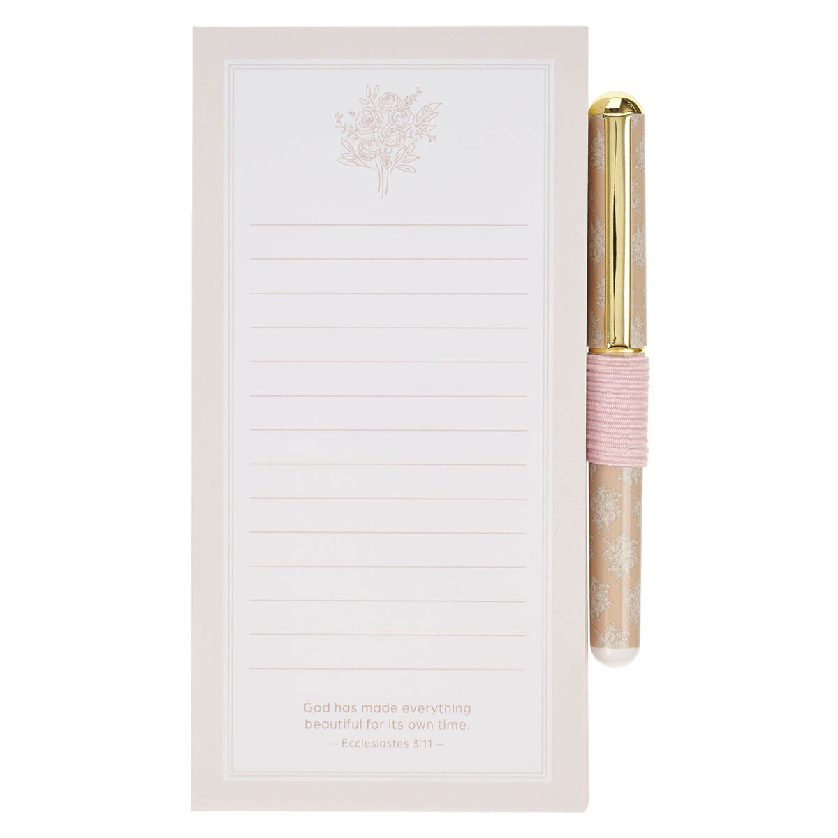 Everything Beautiful Blush Taupe Magnetic Notepad and Pen Gift Set - Ecclesiastes 3:11 by Christian Art Gifts, product view 5