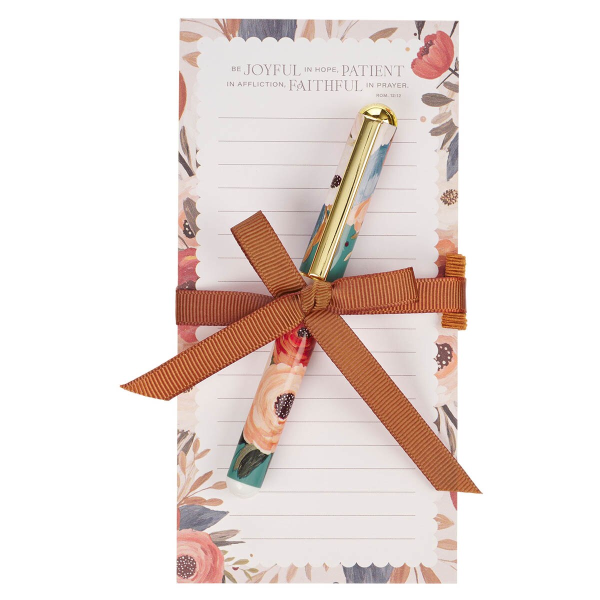 Joyful Patient Faithful Magnetic Notepad and Pen Gift Set - Romans 12:12 by Christian Art Gifts