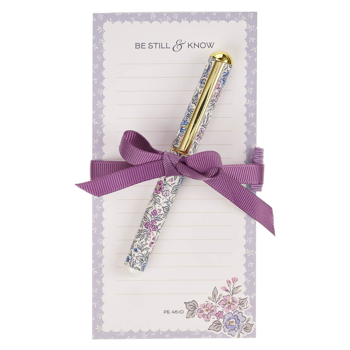 Be Still and Know Purple Trio Magnetic Notepad and Pen Gift Set - Psalm 46:10 by Christian Art Gifts