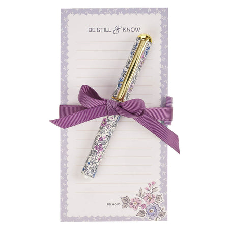 Be Still and Know Purple Trio Magnetic Notepad and Pen Gift Set - Psalm 46:10 by Christian Art Gifts