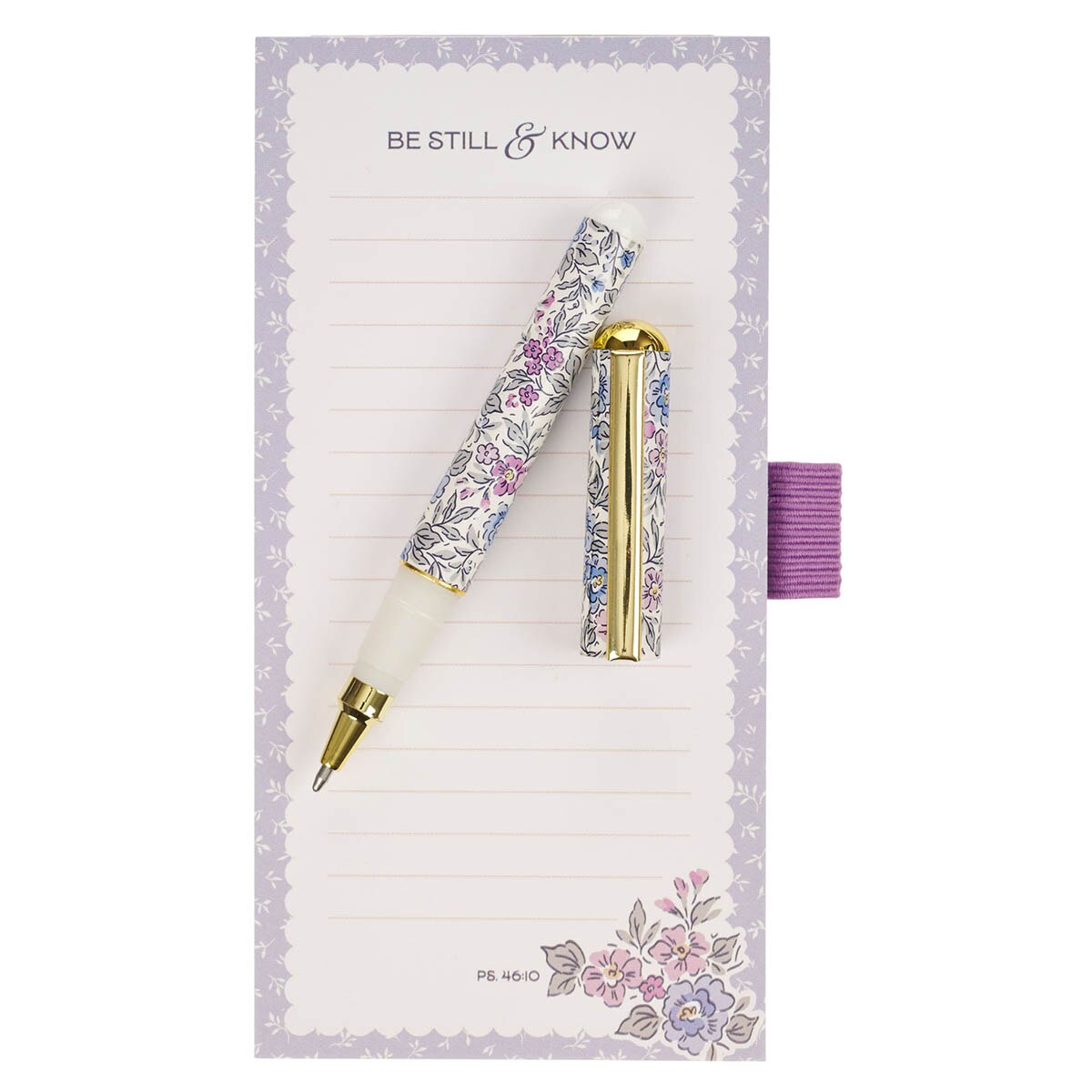 Be Still and Know Purple Trio Magnetic Notepad and Pen Gift Set - Psalm 46:10 by Christian Art Gifts, product view 3