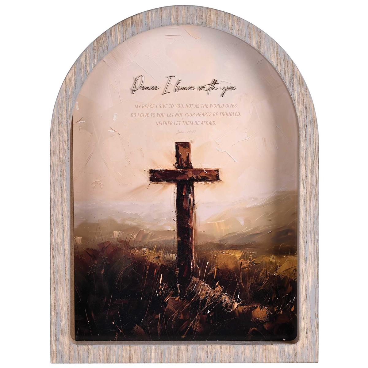 Framed Arch Cross Peace I Leave 11X15 by Dicksons