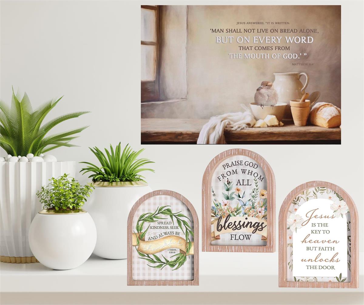 Jesus Is The Key To Heaven White Wash Wood and Glass Tabletop or Hanging Wall by Dicksons, product view 4