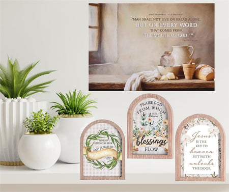 Jesus Is The Key To Heaven White Wash Wood and Glass Tabletop or Hanging Wall by Dicksons, product view 4