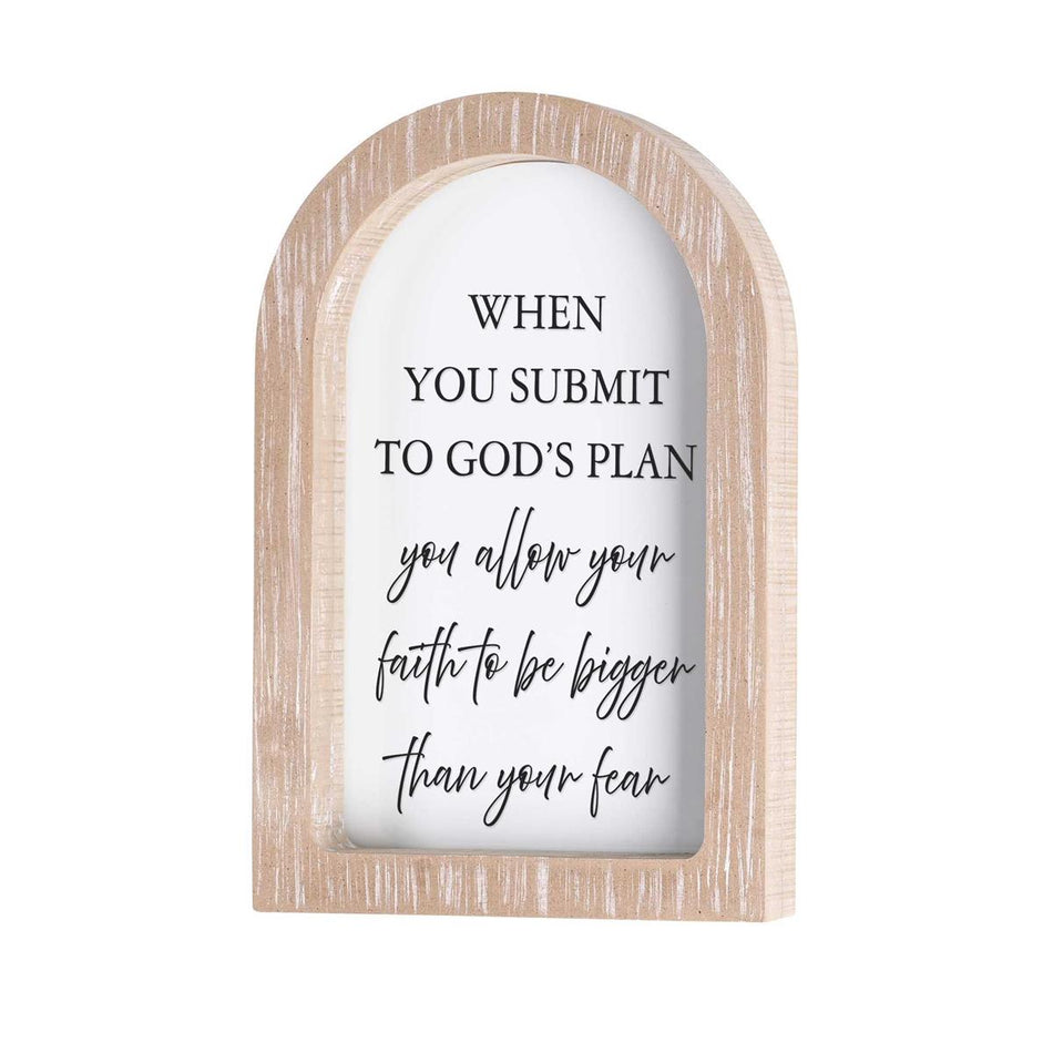 When You Submit To God's Plan White Wash Wood and Glass Tabletop or Hanging by Dicksons, product view 2