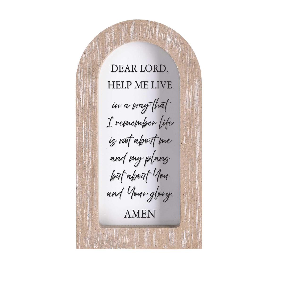 Dear Lord Help Me Live White Wash Wood and Glass Tabletop or Hanging Wall Art by Dicksons