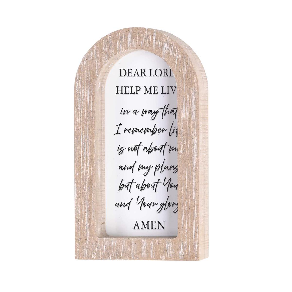 Dear Lord Help Me Live White Wash Wood and Glass Tabletop or Hanging Wall Art by Dicksons, product view 2