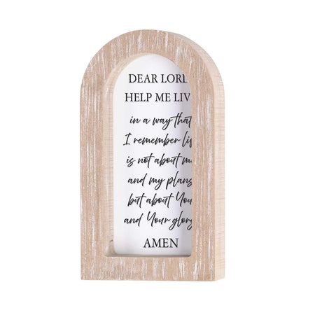 Dear Lord Help Me Live White Wash Wood and Glass Tabletop or Hanging Wall Art by Dicksons, product view 2