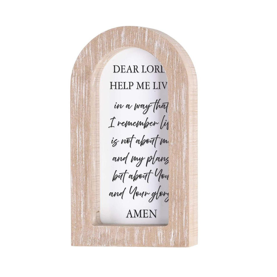 Dear Lord Help Me Live White Wash Wood and Glass Tabletop or Hanging Wall Art by Dicksons, product view 2