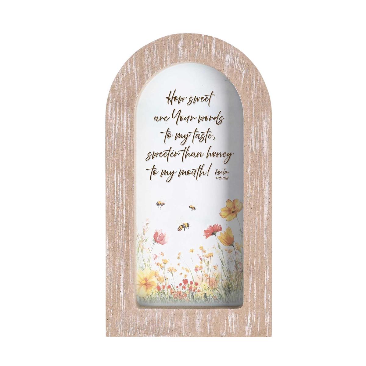 How Sweet Are Your Words Psalm 119:103 White Wash Wood and Glass Tabletop by Dicksons