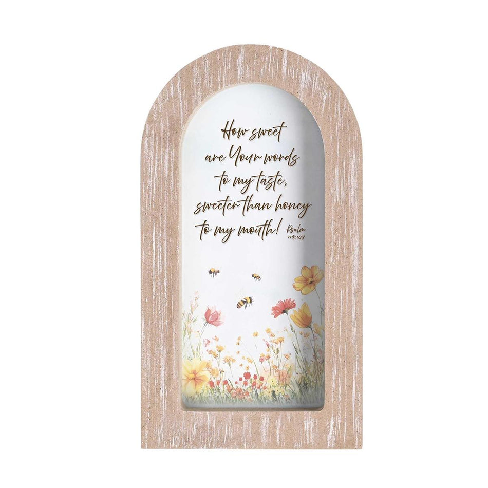 How Sweet Are Your Words Psalm 119:103 White Wash Wood and Glass Tabletop by Dicksons