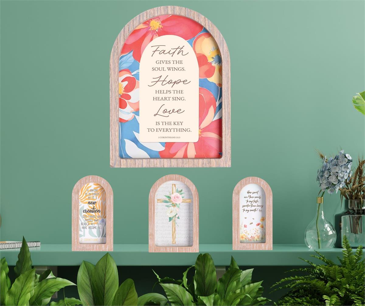 How Sweet Are Your Words Psalm 119:103 White Wash Wood and Glass Tabletop by Dicksons, product view 4