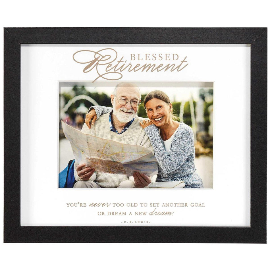 Blessed Retirement Black and Gold Tone 11 x 9 Inch MDF Wall and Table Top Frame by Dicksons, product view 2