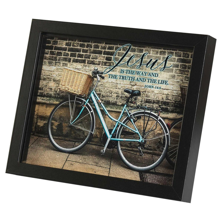 Jesus Way Truth Life Blue Bicycle 11 x 9 MDF Shadow Box Wall and Table Top Frame by Dicksons