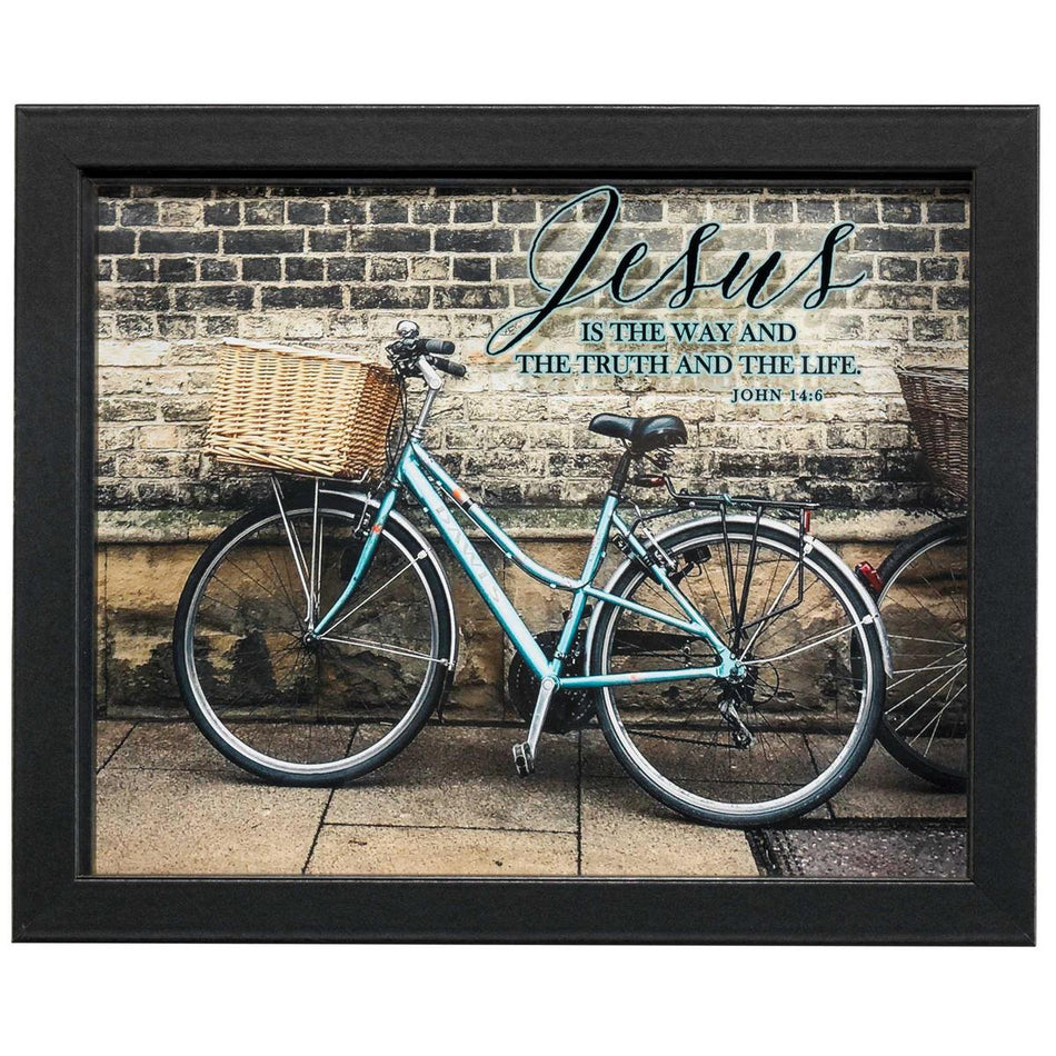 Jesus Way Truth Life Blue Bicycle 11 x 9 MDF Shadow Box Wall and Table Top Frame by Dicksons, product view 2