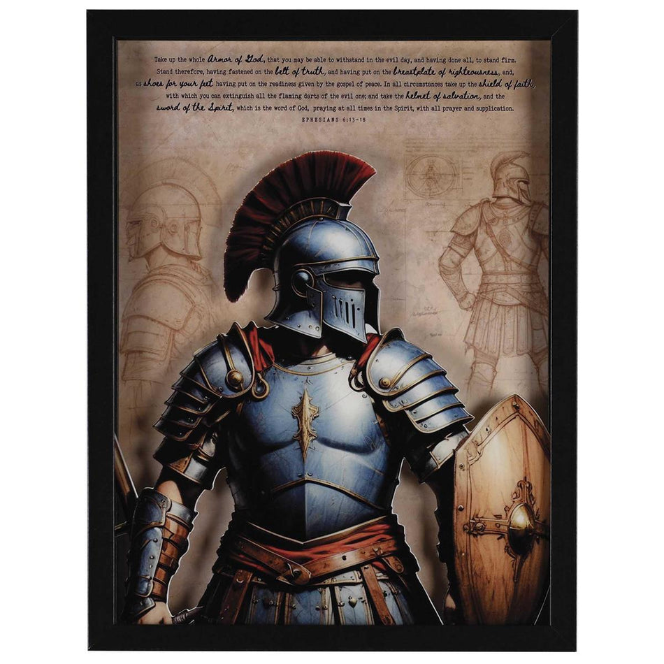 Armor of God - Ephesians 6:13-18 - 17 x 13 Inch Black MDF Wood and Glass Wall by Dicksons, product view 2