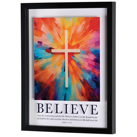 Framed Wall Art Painted Believe Cross by Dicksons