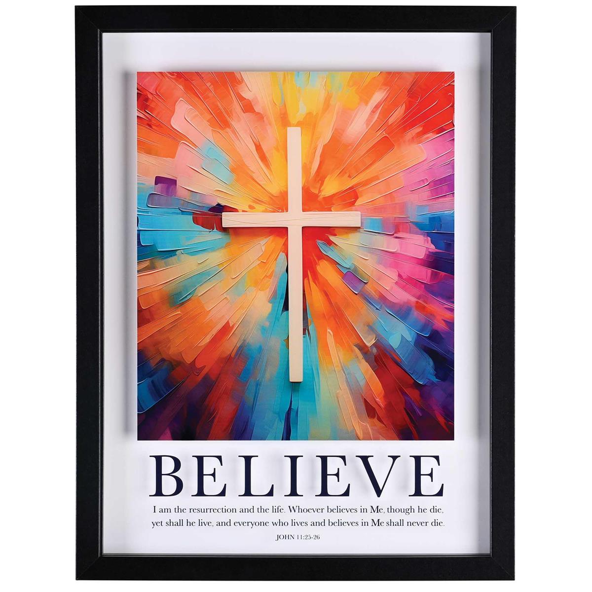 Framed Wall Art Painted Believe Cross by Dicksons, product view 2