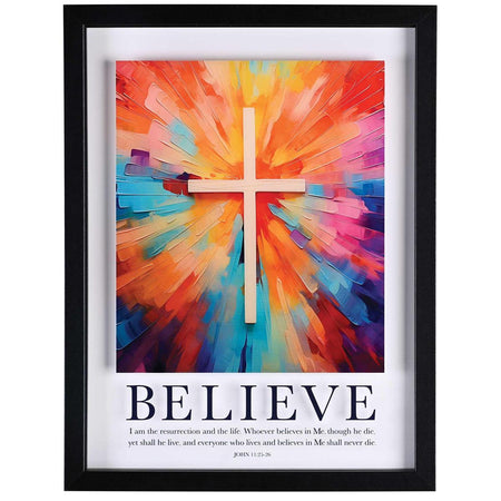Framed Wall Art Painted Believe Cross by Dicksons, product view 2