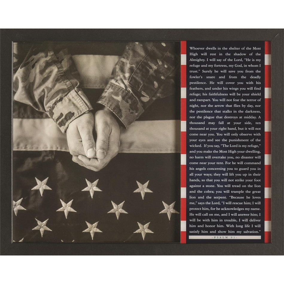 Praying Hands American Flag Black 12 x 15 MDF Decorative Wall Plaque by Dicksons, product view 2