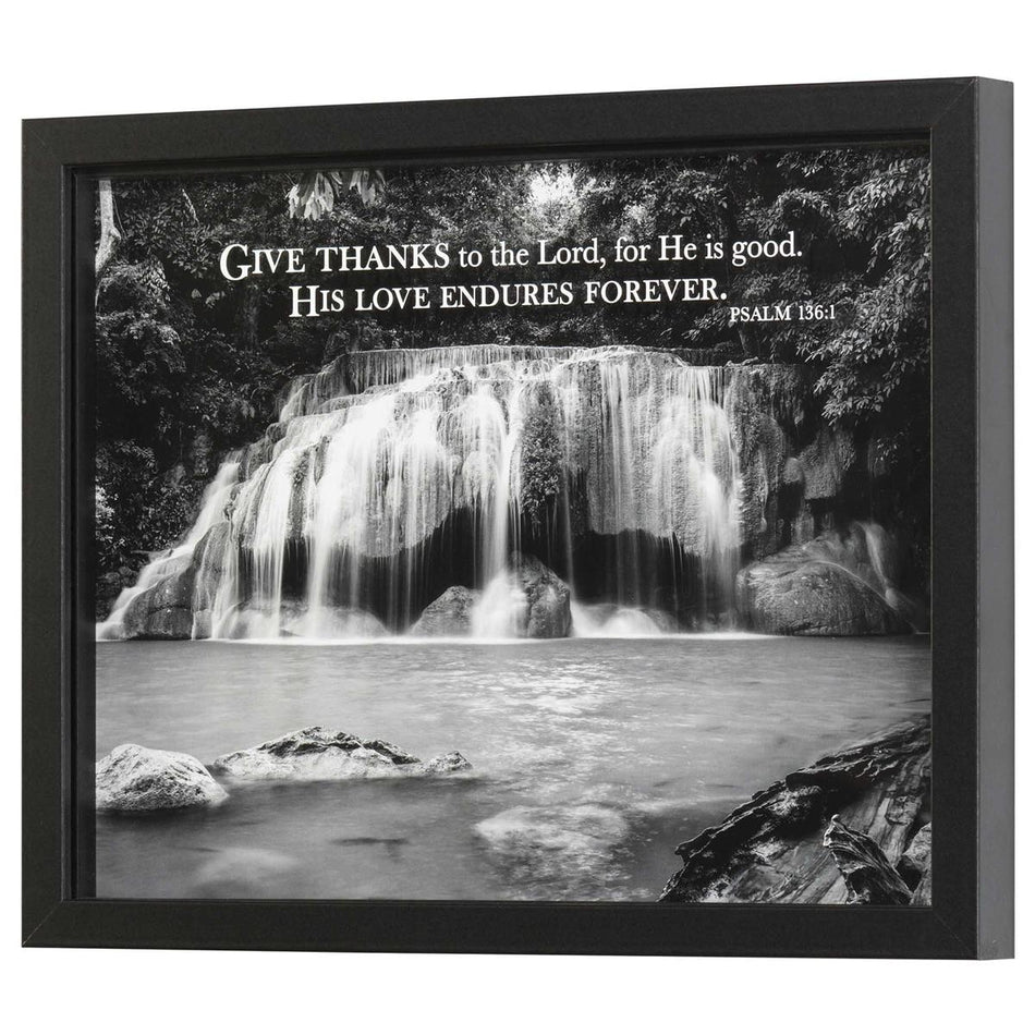 Give Thanks to The Lord Black and White Waterfall 15 x 12 MDF Wall and Table by Dicksons